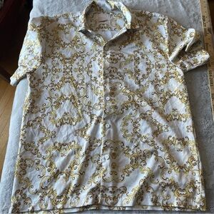 Baroque Gold Swimwear Men's Gold Patterned Shirt Medium